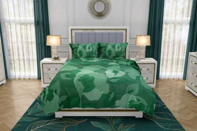 Zydante Swisstech® - Dekbedovertrekset - The Cotton Collection - Green Flowers  - 200x200/220 + 2*60x70 cm